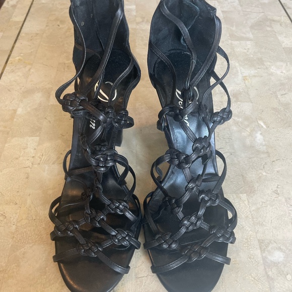 Black Delman Knotted Zip-Up Heels, Size US Women's 6 - Picture 2 of 8